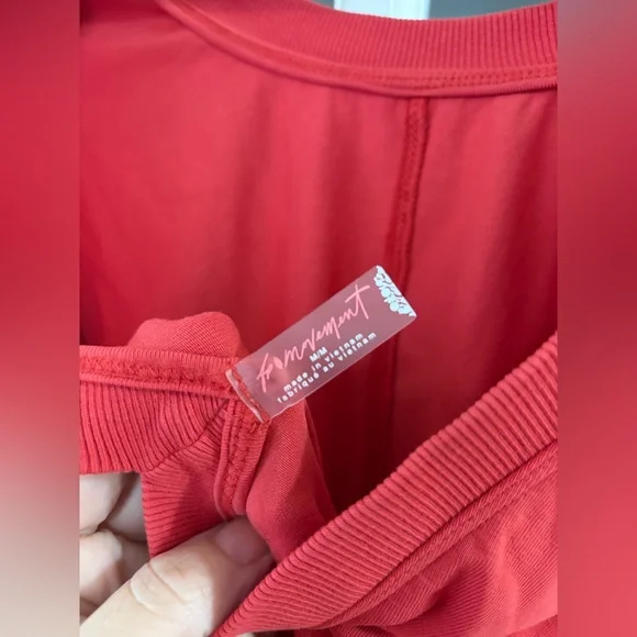 Free People Movement Hot Shot Tee Romper - Size M - Winterberry Red - Picture 7 of 9